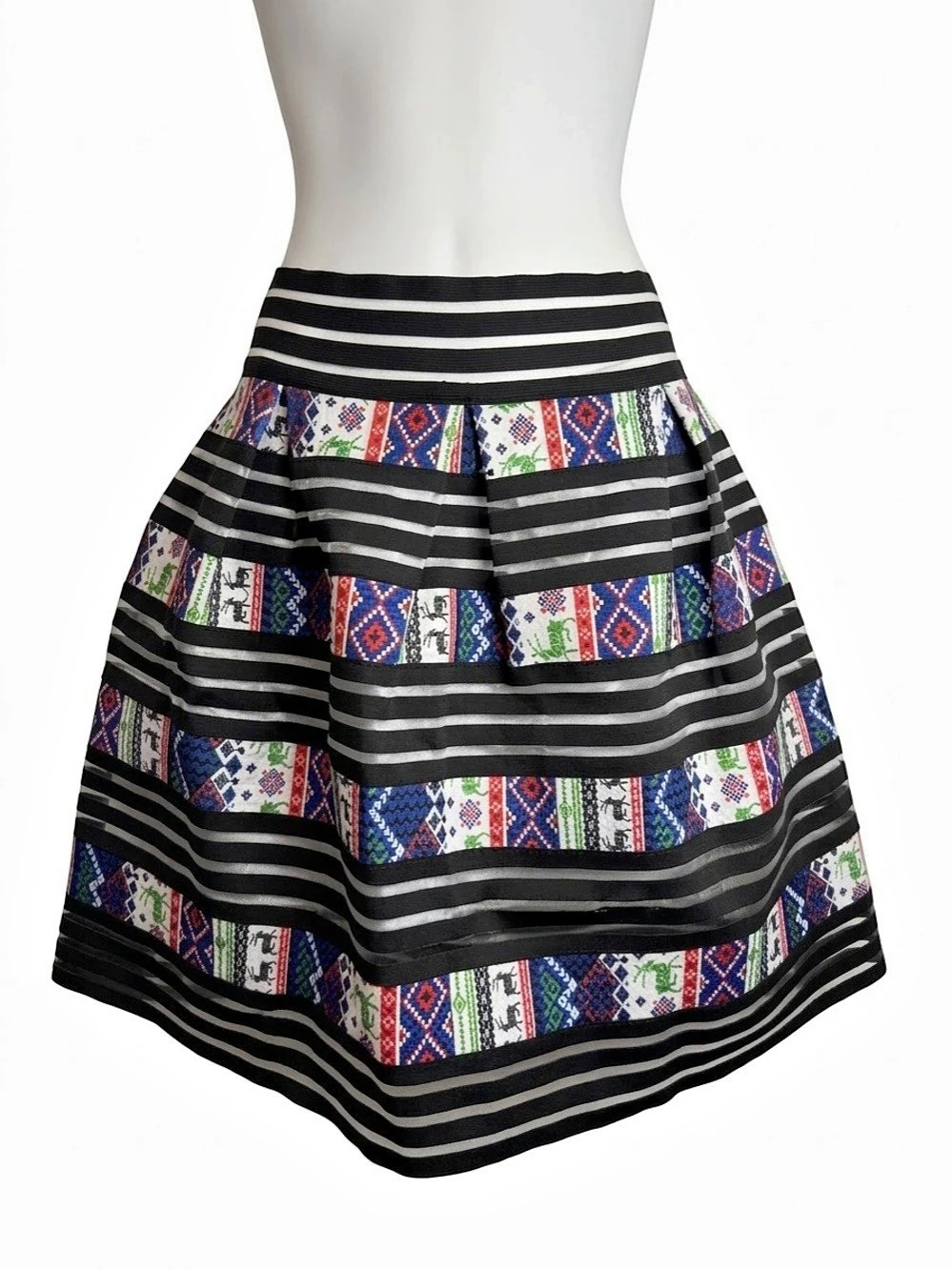 Tribal Folk Embroidered Mesh Pleated Skirt Lucy In The Sky M Eclectic Boho Deer